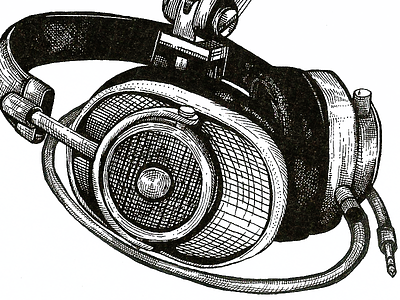 Series of Illustrations #2 Original Ink Sketch cross hatching digital art hatching headphones illustration inking mic microphone music pen and ink stippling