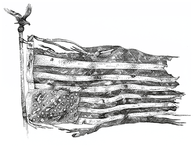 Flag (Tee Shirt Illustration, Pen/Ink)
