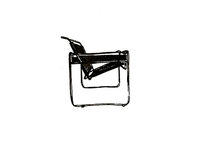 Wassily Chair chair cross hatching illustration marcel breuer mcm mid century mid century mid century modern midcentury model b3 pen and ink wassily