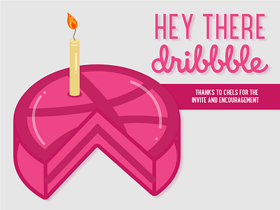 Why hey there Dribbble! cake debut dribbble first shot illustration