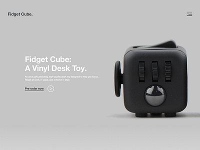 Fidget Cube concept design fidgetcube grey kickstarter landing longread minimal simplicity ui visual website