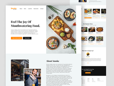 Smoke Restaurant - Landing Page design figma food and beverage food landing page food website homepage design landing page design restaurant ui restaurant web ui uiux user interface design web websiteui