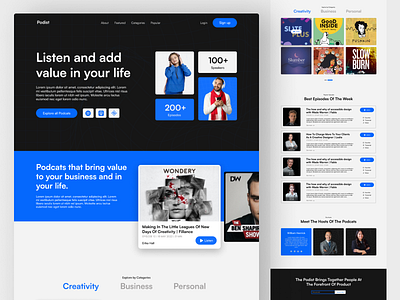 Podcast landing Page Design