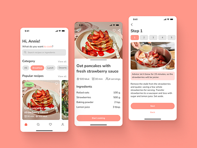 Mobile Recipe Search App app cooking culinary food food app interface ios makeevaflchallenge meal mobile app mobile app design pink recipe ui ux