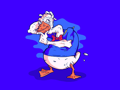 Amnesia Duck animal blue comic duck illustration thinking