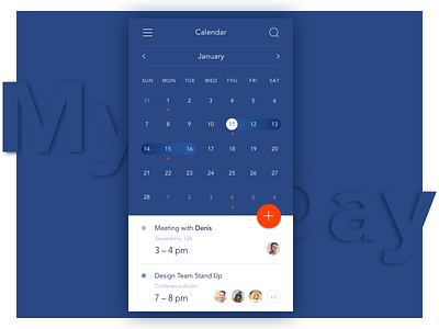My Day. Calendar App application blue calendar events ios mobile app mobile calendar sketch task today ui ux