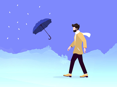 Walk into a Storm dress illustration illustrator man scaf storm umbrella user interface