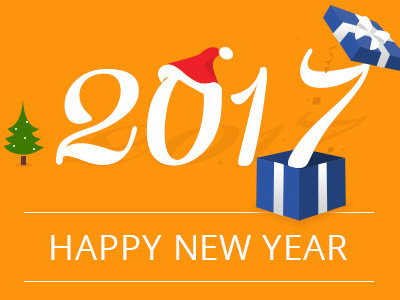 Happy New Year 2017 2017 creative graphic design greeting new year orange