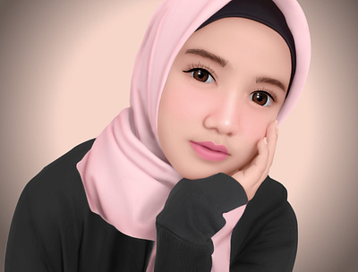 Smudge Cartoon Style cartoon cartoon art cute design graphic design hijab illustration painting smudge smudge art