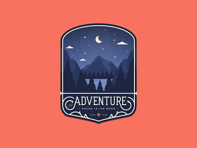 The Adventure - Hiking to The Moon adventure adventure logo badge badge design badge logo badges brand design emblem expedition explore explorer hiker hiking illustration logo moon mountain mountain logo mountains