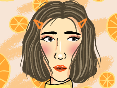 Orange Girl with Messy Hair character design digital illustraton graphic design illustraton