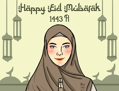 Happy Eid Mubarak 1443 H character character design design digital drawing digital illustraton digital painting graphic design illustration