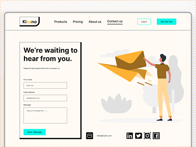 Kizano: Contact us page contact us saas ui ux design website design