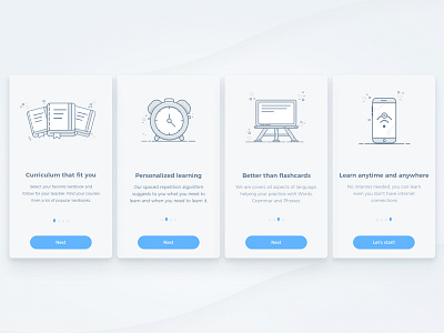 Onboarding Screen application blackboard book clock language learning mobile onboarding phone study ui