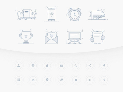 Icons Pack application books clean clock document education email icon ios mobile trophy user