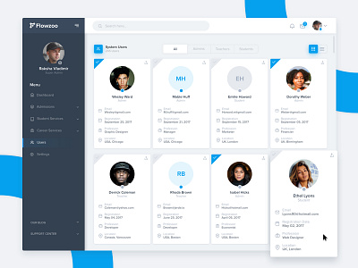 Dashboard - Users app blue clean dashboard education interface menu people ui ux web white