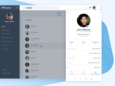 Searching - Profile application blue dashboard education people profile search ui user ux web