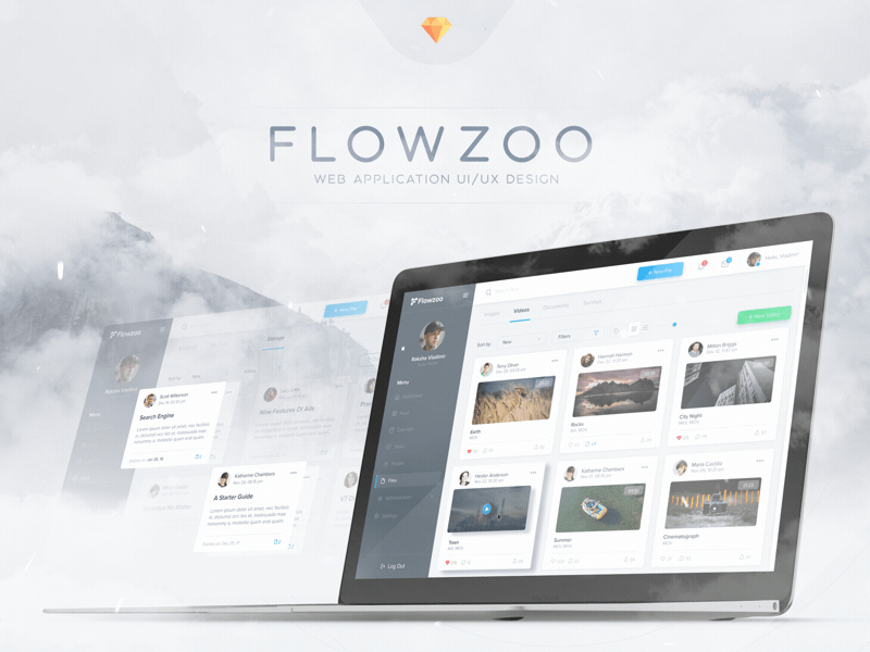 Flowzoo - Dashboard Design Behance Case app behance cards case clean dashboard design interface presentation ui ux web
