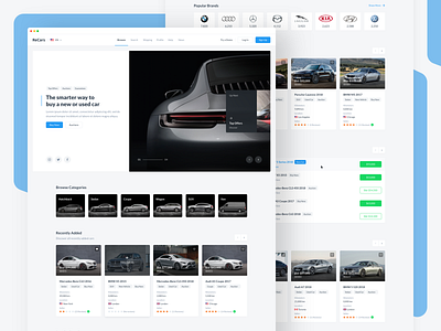 ReCars UI Kit - Browse / Homepage automobile behance blue bmw browse car cards clean dashboard design homepage interface mercedes sale ui uikit ux web website