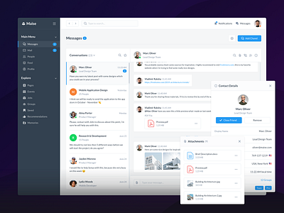 Messages - Maise Dashboard UI Kit by Vladimir Rakshâ on Dribbble