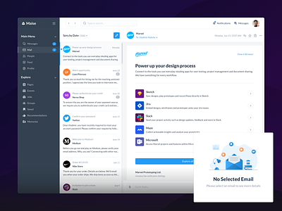 Mail - Maise Dashboard UI Kit application behance cards clean dashboard demo design email illustration mail messages product social ui ui8 uikit uiux ux web website