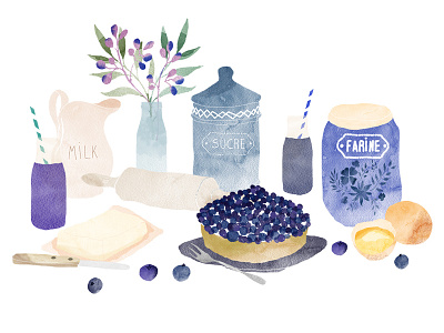 | Blueberry | drawing food illustration watercolor