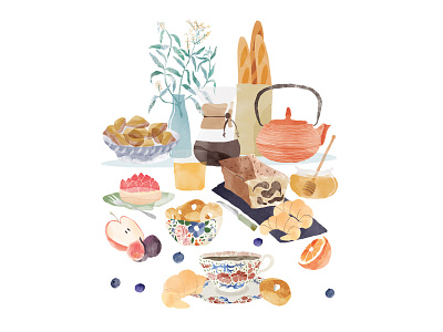 | French breakfast | food illustration watercolour