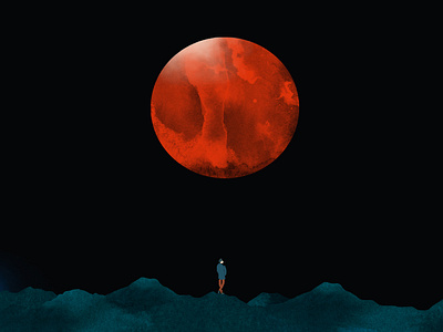 | Blood Moon | illustration naive watercolor