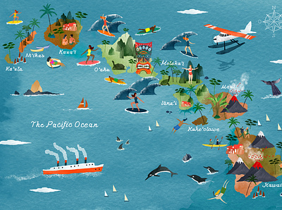 Aloha | Hawaii Map illustratedmap illustration map watercolour