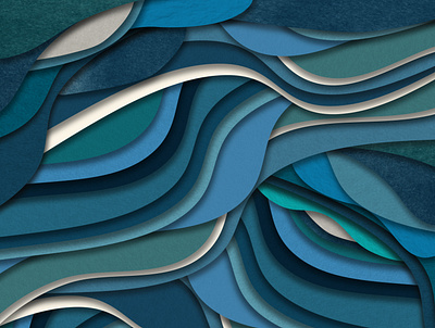 |Blue Waves| digital digital art digital painting papercut papercutart photoshop