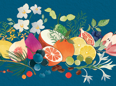 | Colourful and energetic composition | drawing editorial food illustration watercolour