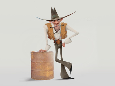 Kowboj character design illustration kowboj man