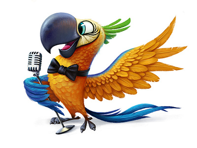 Parrot bird character illustration microphone parrot