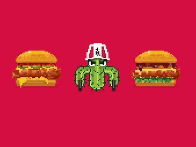 KFC Burgerbattle - Game items 16bit 51north art direction burgers cactus characters digital game design kfc