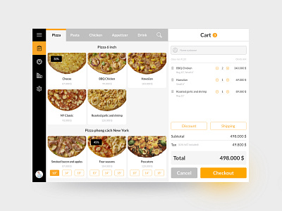 Yellow Cab Pizza - POS app commercial food food app ios ipad payment pizza point of sale pos ui design ui ux uidesign