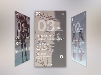 RA+RE Events events graphic design home page music responsive rwd ui ux web design