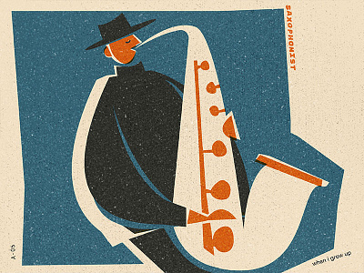 A Saxophonist graphicdesign illustration jobs matchbox music saxophonist series texture