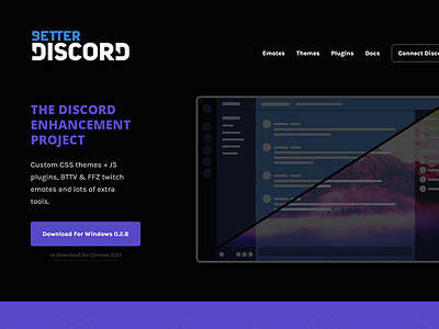 BetterDiscord Mockup betterdiscord blue dark discord mockup website