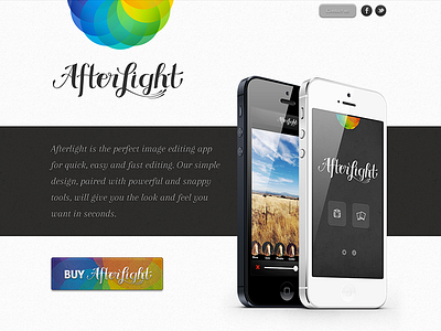 Afterlight Website afterglow afterlight app clean colorful contrast ios iphone photo editing ui