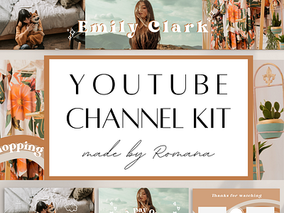 YouTube Channel Kit: Boho theme aesthetic boho brown canva canva template canva templates canva youtube canvabundle design editable feminine youtube youtube branding youtube channel branding youtube channel kit youtube intro youtube kit youtube outro youtube thumbnail