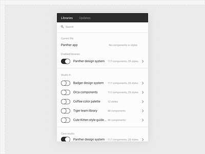 Figma enabled libraries components designsystem figma libraries panther