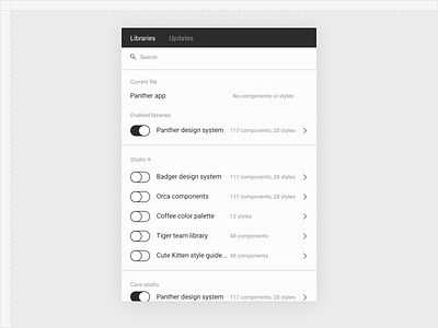Figma enabled libraries components designsystem figma libraries panther