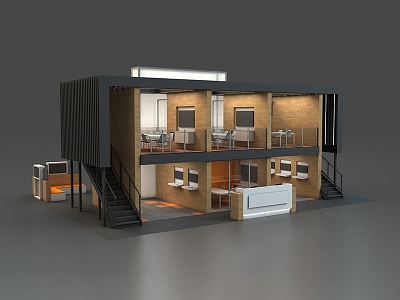 Double Deck Exhibit 3dsmax environments exhibit exhibit design trade show vray
