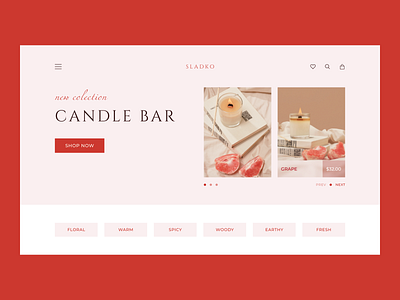 SLADKO candle bar branding candle design shop store ui ux website