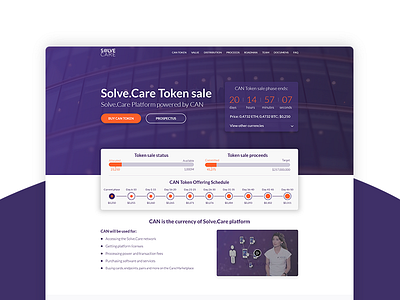 Design for SolveCare.io Token sale landing page