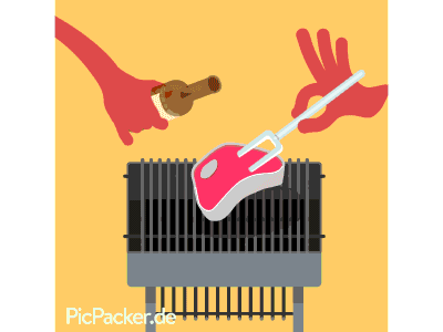 PicPacker GIF-Away BBQ Party after effects bbq beer fire gif animation hands illustration motion design oracle particular shape animation