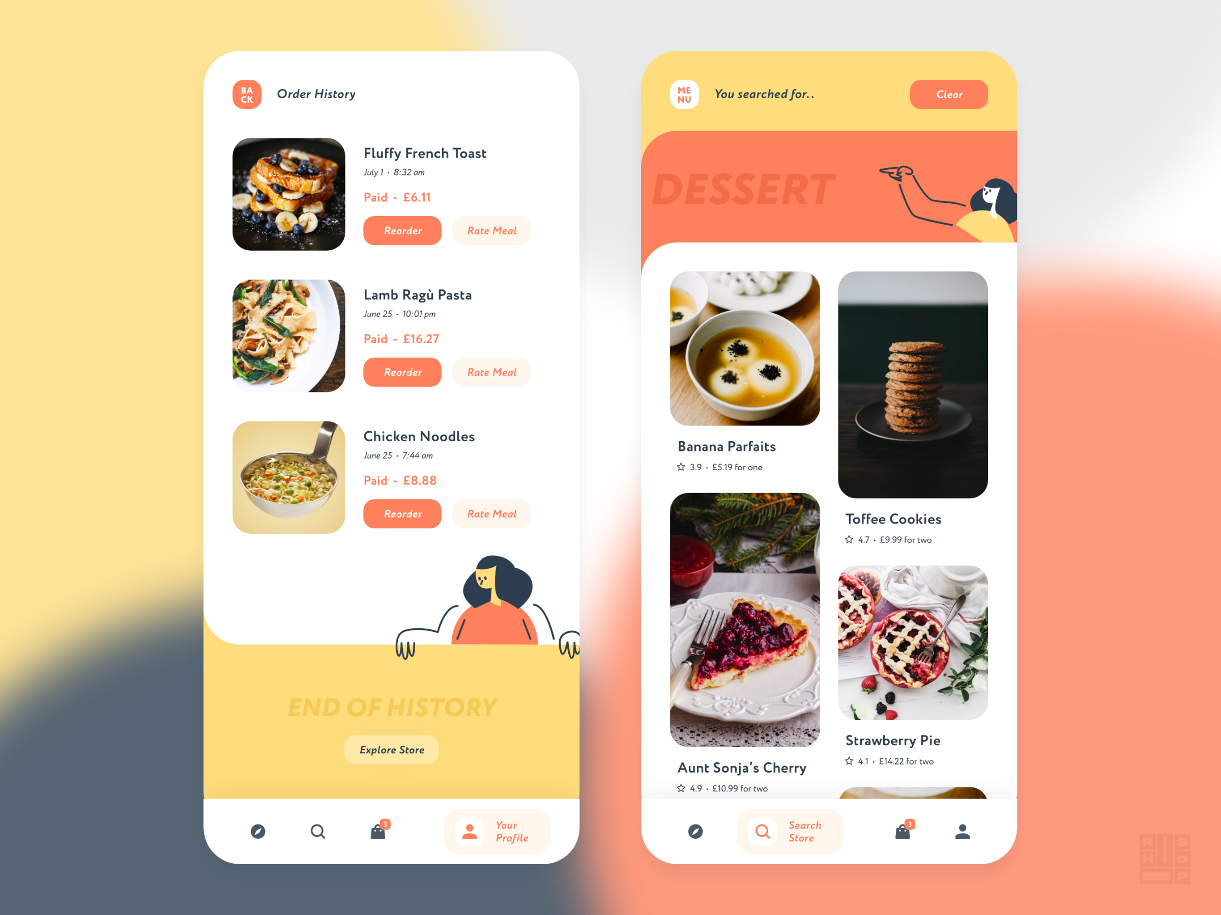 Food Delivery App - Order History And Search Screens By Rishi On Dribbble