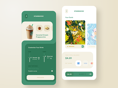 Starbucks - UI Exploration app appdesign clean clear coffee design elegant illustration interface minimal payment product productdesign simple starbucks trend ui uidesign ux uxdesign