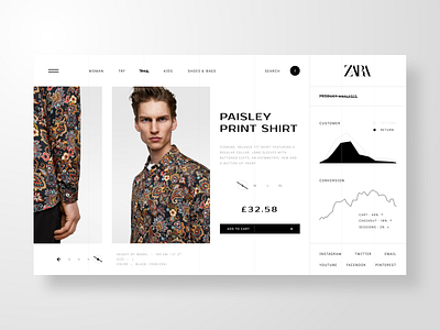Zara - Web UI Exploration analysis clean creative ecofriendly ecommerce fashion fashion brand graph item layout luxury minimal premium product shirt shop ui ux website zara