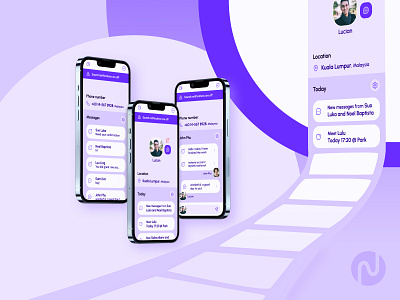 Violet mobile chat app UI design mobile noteviews ui